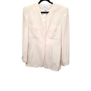 Jones New York Women's Cream Long Sleeve Blazer Jacket Size 14 100% Silk